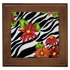 Floral Zebra Print Framed Tiles by dawnsiegler