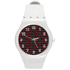 Xoxo Valentines Day Pattern Round Plastic Sport Watch (m) by Valentinaart