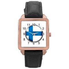 Finland Country Flag Countries Rose Gold Leather Watch  by Nexatart