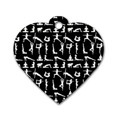 Yoga Pattern Dog Tag Heart (two Sides) by Valentinaart