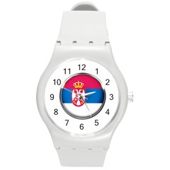 Serbia Flag Icon Europe National Round Plastic Sport Watch (m) by Nexatart