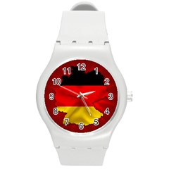 Germany Map Flag Country Red Flag Round Plastic Sport Watch (m) by Nexatart