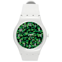 St  Patricks Day Clover Pattern Round Plastic Sport Watch (m) by Valentinaart