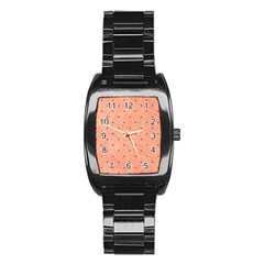 Dot Peach Stainless Steel Barrel Watch by snowwhitegirl