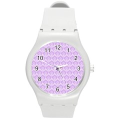 Damask Lilac Round Plastic Sport Watch (m) by snowwhitegirl