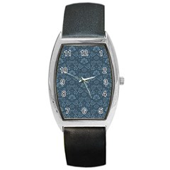 Damask Blue Barrel Style Metal Watch by snowwhitegirl