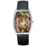 Victorian Collage Of Woman Barrel Style Metal Watch Front