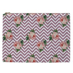 Violet Chevron Rose Cosmetic Bag (xxl)  by snowwhitegirl