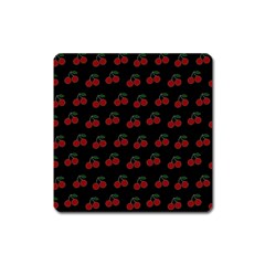 Cherries Black Square Magnet by snowwhitegirl