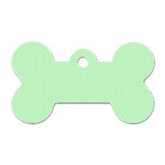    Classic Mint Green & White Herringbone Pattern Dog Tag Bone (one Side) by PodArtist