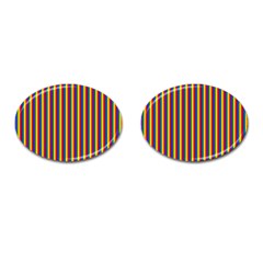 Vertical Gay Pride Rainbow Flag Pin Stripes Cufflinks (oval) by PodArtist