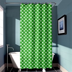 White Heart-shaped Clover On Green St  Patrick s Day Shower Curtain 36  X 72  (stall)  by PodArtist