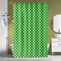 White Heart-shaped Clover On Green St  Patrick s Day Shower Curtain 48  X 72  (small)  by PodArtist