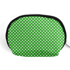 White Heart-shaped Clover On Green St  Patrick s Day Accessory Pouches (medium)  by PodArtist