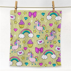 Cute Unicorn Pattern Face Towel by Valentinaart