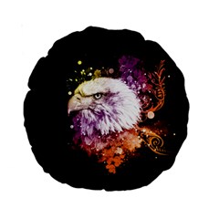 Awesome Eagle With Flowers Standard 15  Premium Round Cushions by FantasyWorld7