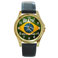 Football World Cup Round Gold Metal Watch by Valentinaart