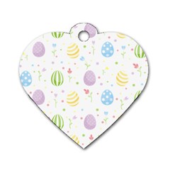 Easter Pattern Dog Tag Heart (two Sides) by Valentinaart