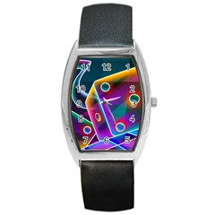 3d Cube Dice Neon Barrel Style Metal Watch by Sapixe