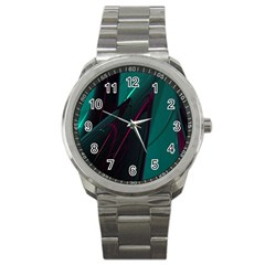 Abstract Green Purple Sport Metal Watch by Sapixe