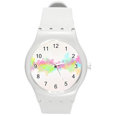 Abstract Color Pattern Colorful Round Plastic Sport Watch (m) by Sapixe