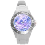 Abstract Graphic Design Background Round Plastic Sport Watch (L) Front