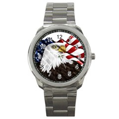 American Eagle Flag Sticker Symbol Of The Americans Sport Metal Watch by Sapixe