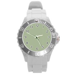 Background Pattern Green Round Plastic Sport Watch (l) by Sapixe