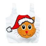 Cat Christmas Cartoon Clip Art Full Print Recycle Bags (L)  Back