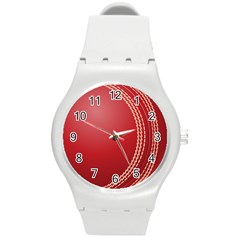 Cricket Ball Round Plastic Sport Watch (m) by Sapixe