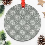 Grey Ornate Decorative Pattern Ornament (Round) Front