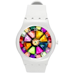 Glass Colorful Stained Glass Round Plastic Sport Watch (m) by Sapixe