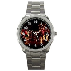 Holiday Lights Christmas Yard Decorations Sport Metal Watch by Sapixe