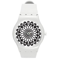 Mandala Geometric Symbol Pattern Round Plastic Sport Watch (m) by Sapixe