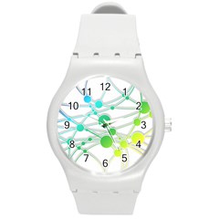 Network Connection Structure Knot Round Plastic Sport Watch (m) by Sapixe