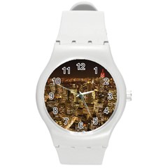 New York City At Night Future City Night Round Plastic Sport Watch (m) by Sapixe