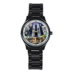 New Years Eve Petronas Towers Kuala Lumpur Malaysia Stainless Steel Round Watch by Sapixe