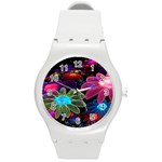 Nice 3d Flower Round Plastic Sport Watch (M) Front