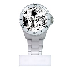 Pattern Color Painting Dab Black Plastic Nurses Watch by Sapixe