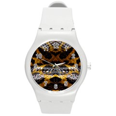 Textures Snake Skin Patterns Round Plastic Sport Watch (m) by Sapixe