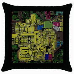 Technology Circuit Board Throw Pillow Case (black) by Sapixe