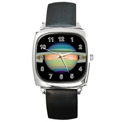 True Color Variety Of The Planet Saturn Square Metal Watch by Sapixe