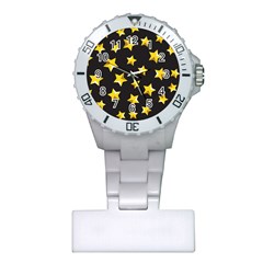 Yellow Stars Pattern Plastic Nurses Watch by Sapixe