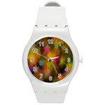 Star Background Texture Pattern Round Plastic Sport Watch (M) Front