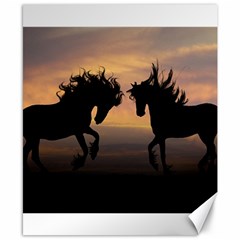 Horses Sunset Photoshop Graphics Canvas 8  X 10  by Sapixe