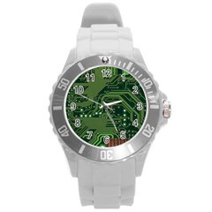 Board Computer Chip Data Processing Round Plastic Sport Watch (l) by Sapixe