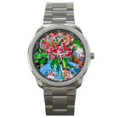 Paint, Flowers And Book Sport Metal Watch by bestdesignintheworld