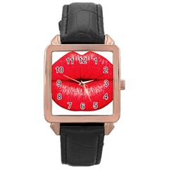 Oooooh Lips Rose Gold Leather Watch  by StarvingArtisan