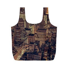 New York City Skyline Nyc Full Print Recycle Bags (m)  by Simbadda