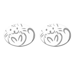 Cat Feline Cute Pet Animal Cufflinks (oval) by Simbadda